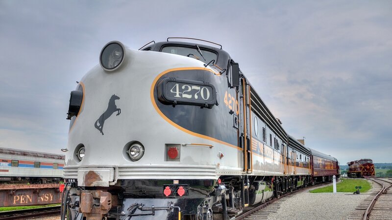 Train Engine on Tracks — Gray