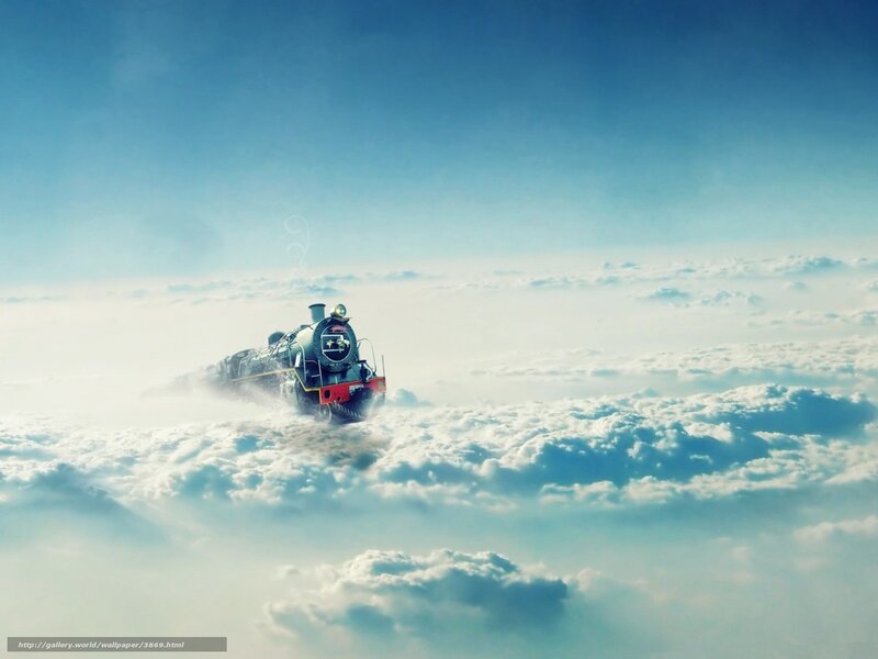 Train flying above clouds