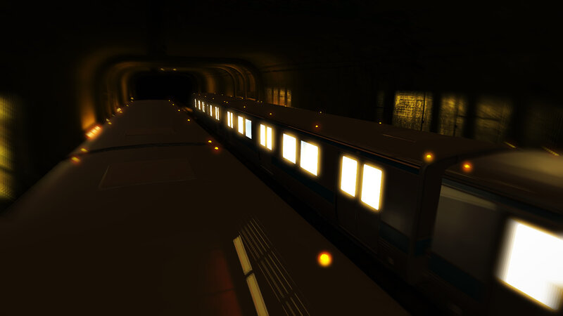 Train in a dark tunnel