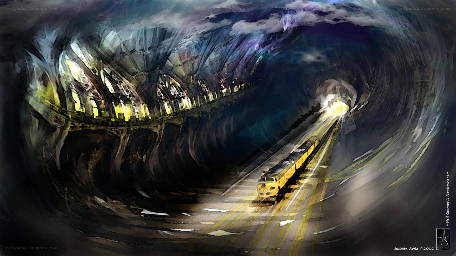 Train in a dark tunnel