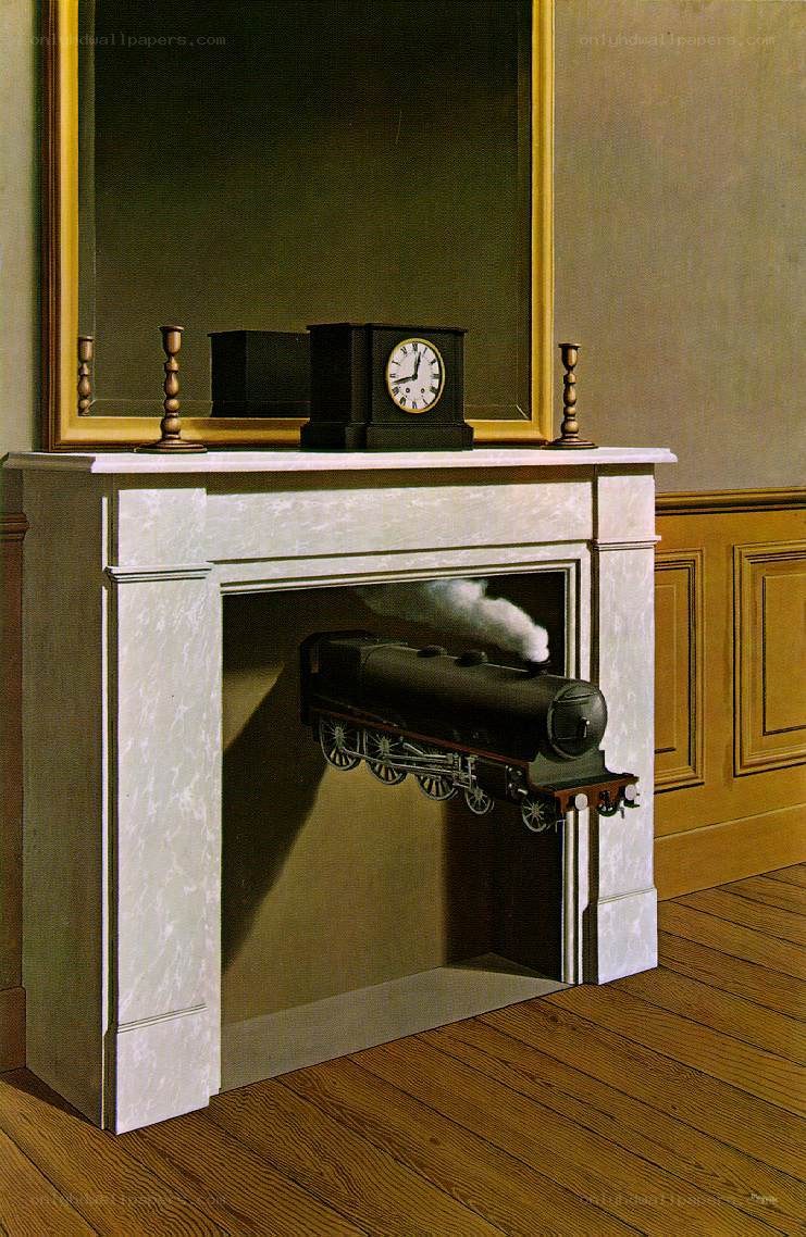 Train in a fireplace