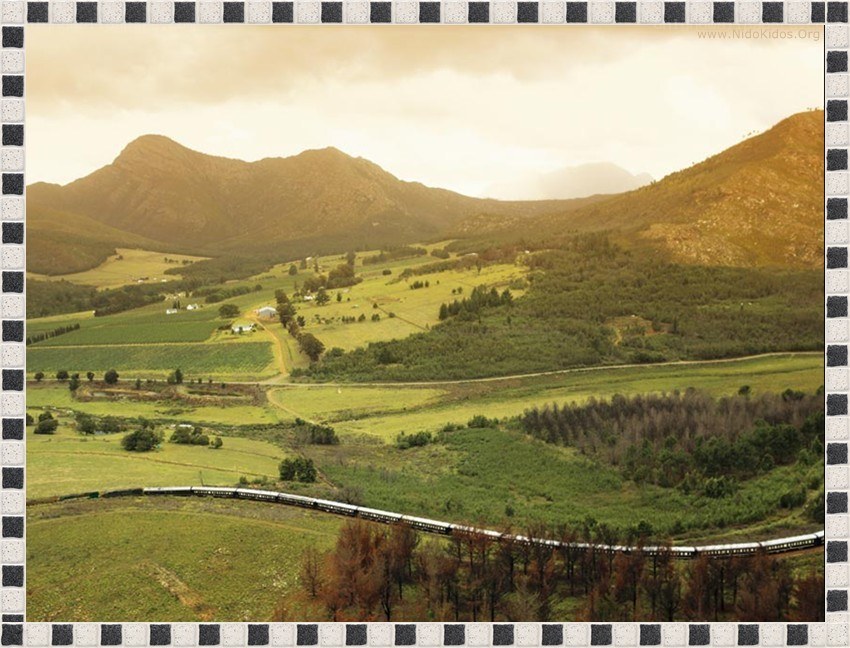 Train in a scenic valley