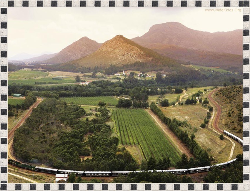 Train in a scenic valley