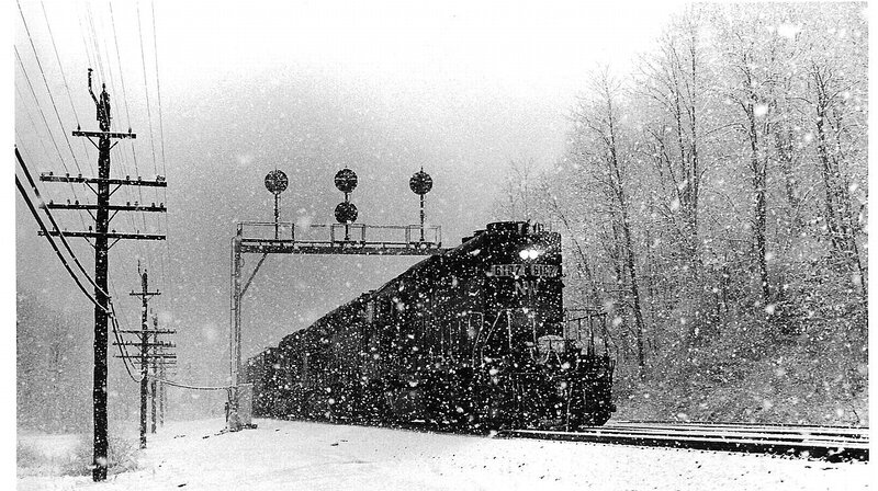 Train in a snowstorm