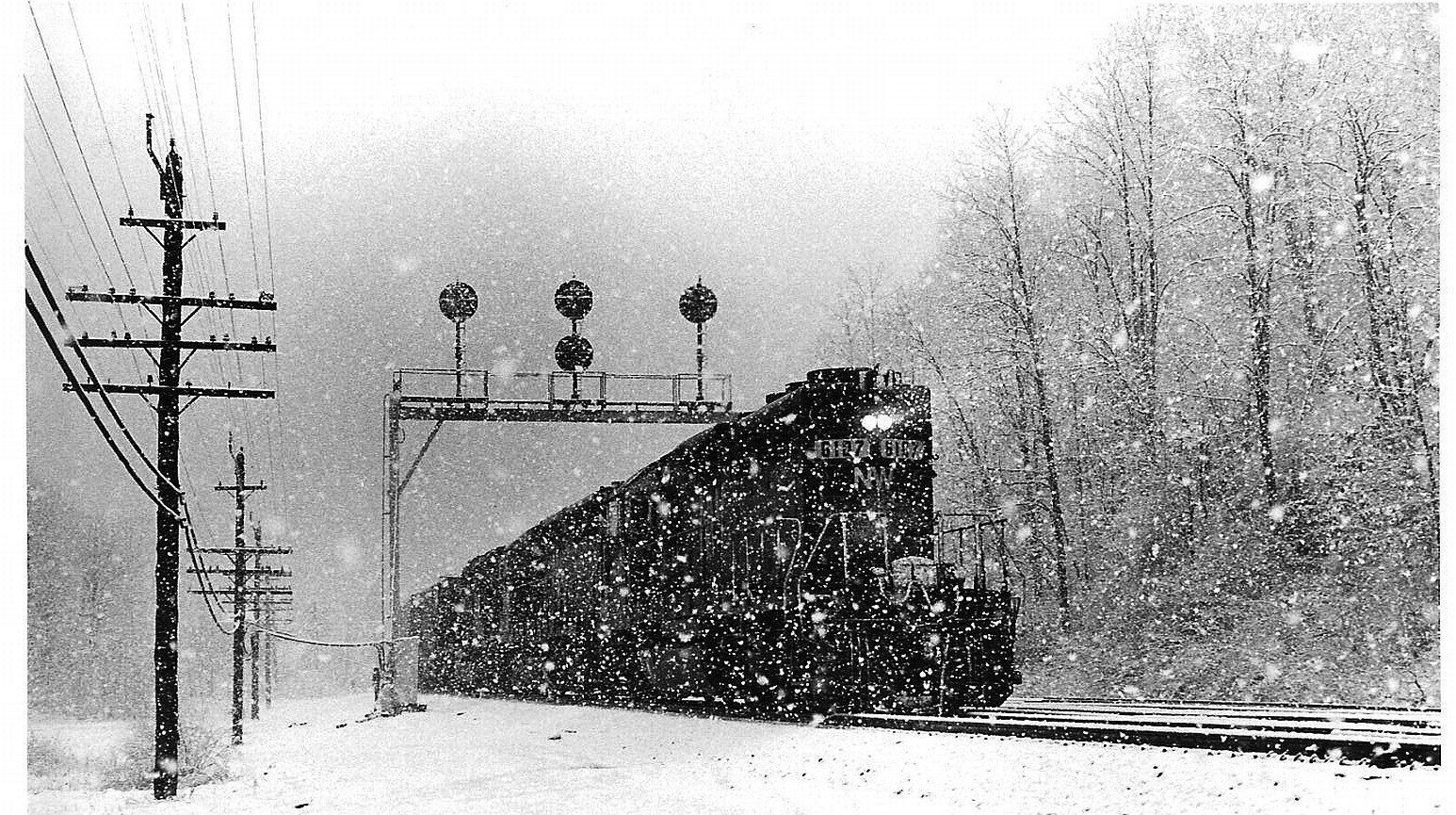 Train in a snowstorm