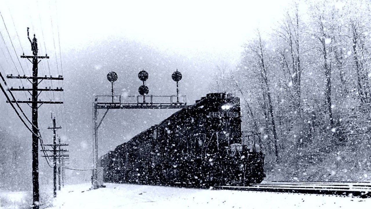 Train in a snowstorm