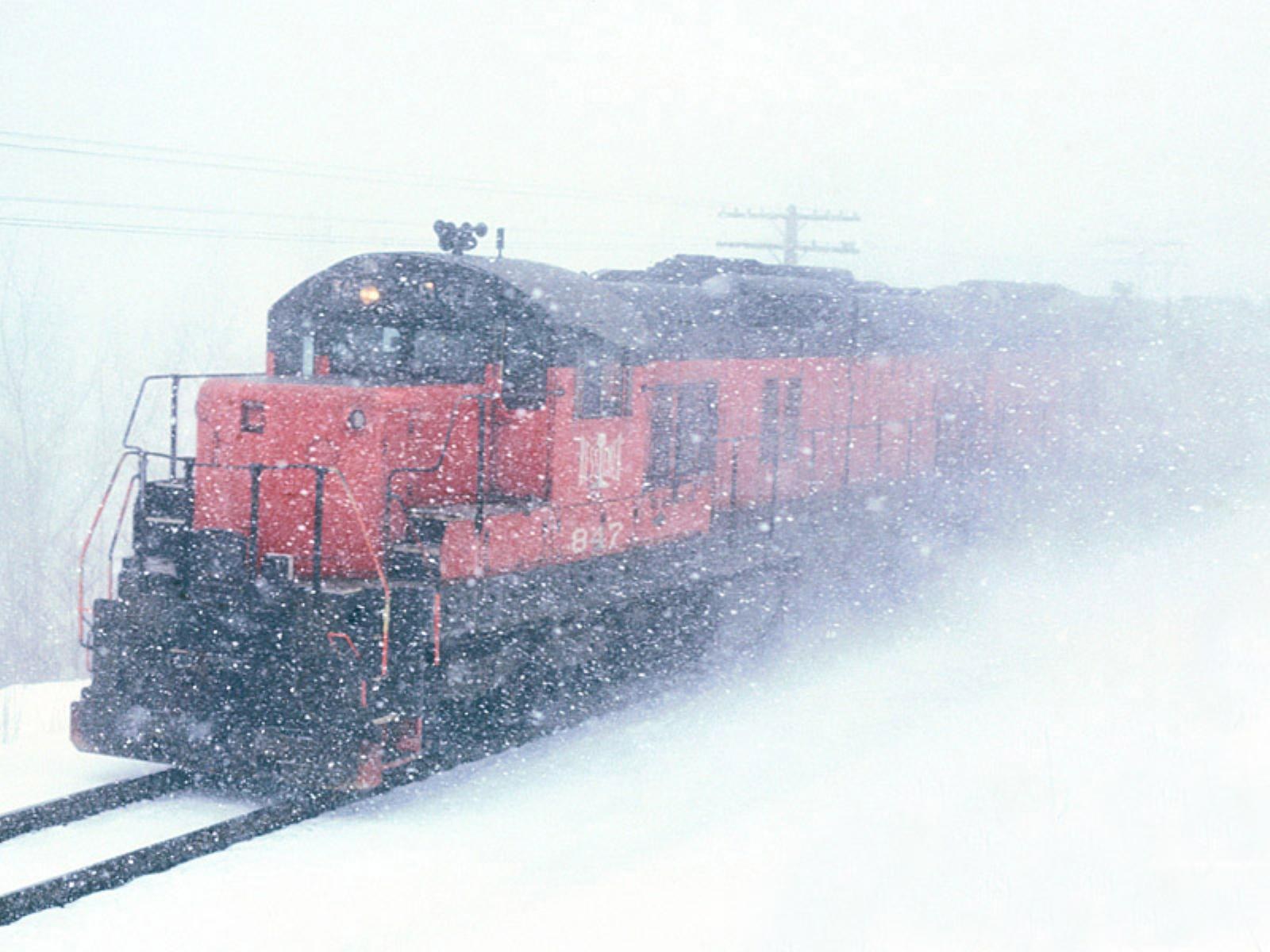 Train in a snowstorm