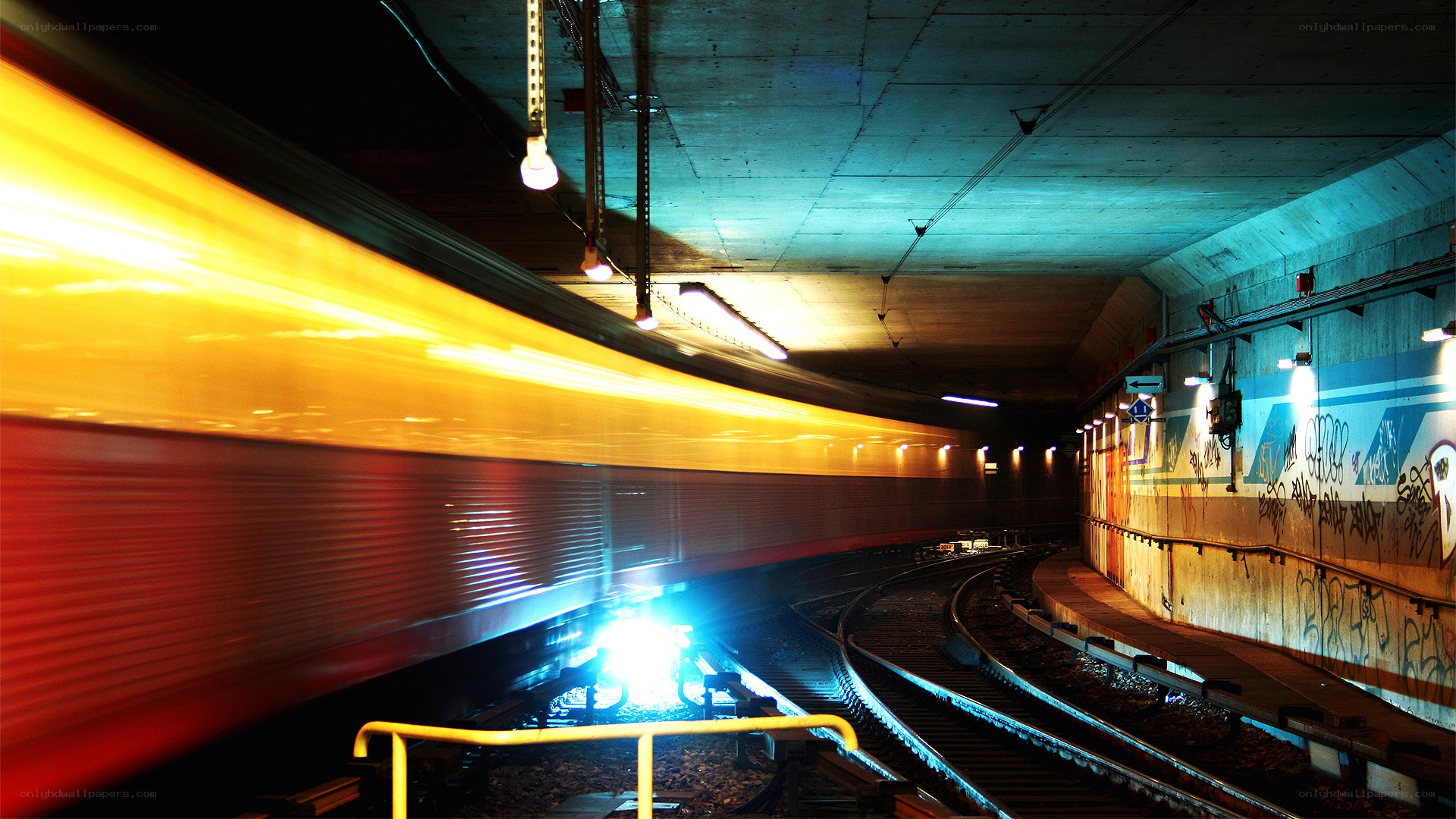 Train in a subway tunnel