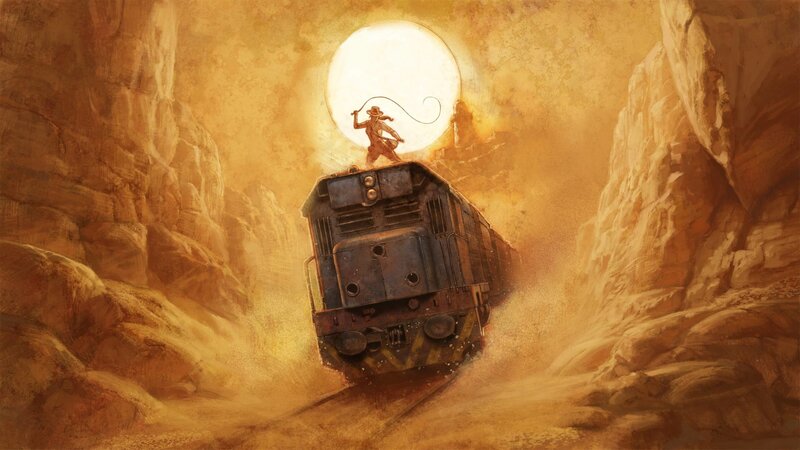 Train in Canyon — Brown