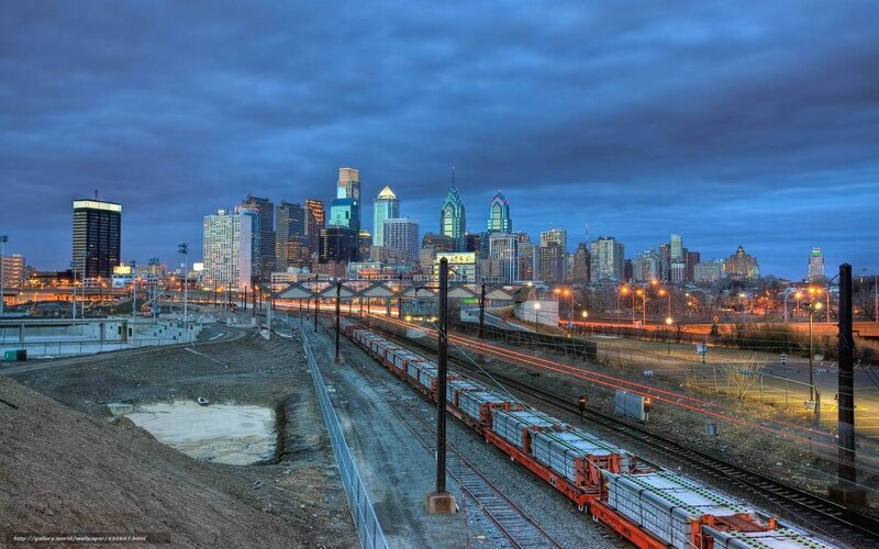 Train in City Skyline