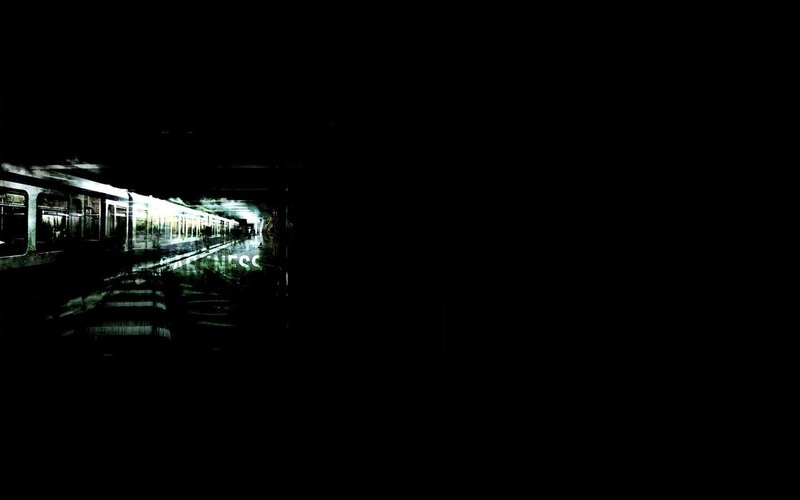 Train in Dark Tunnel — Black
