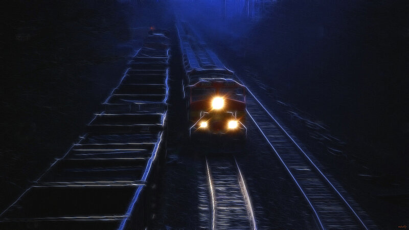train in dark tunnel