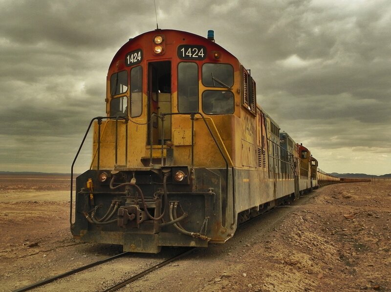 Train in Desert — Yellow, Dramatic