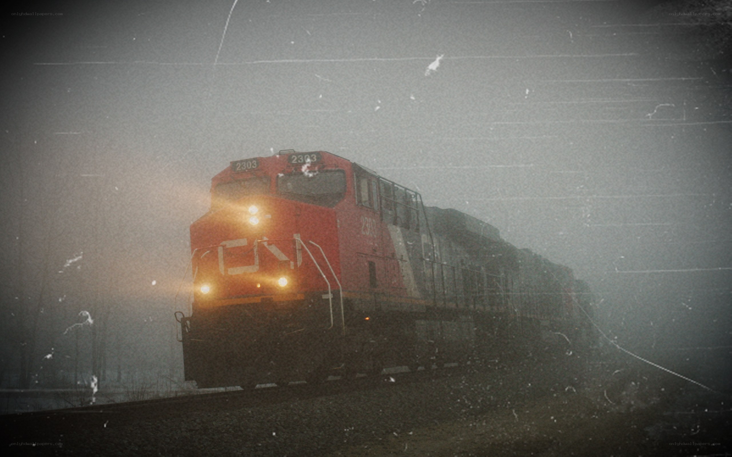 Train in foggy weather