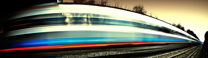 Train in Motion — Blue