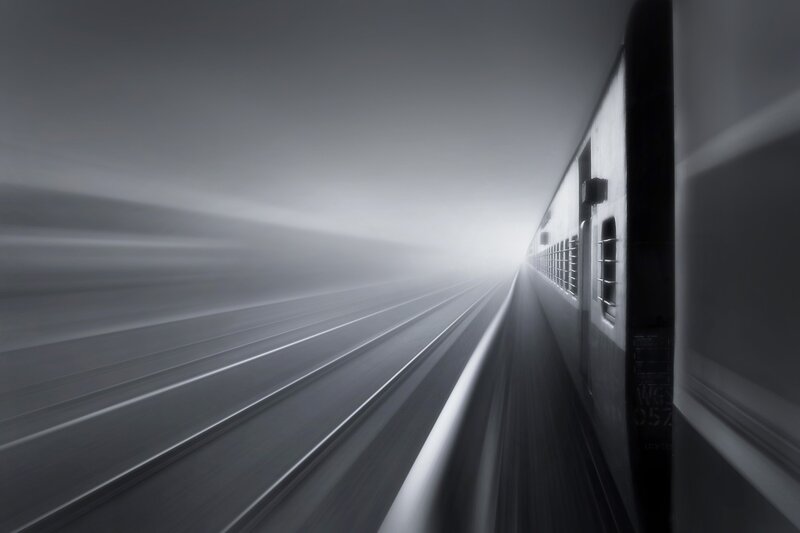 Train in Motion — Gray