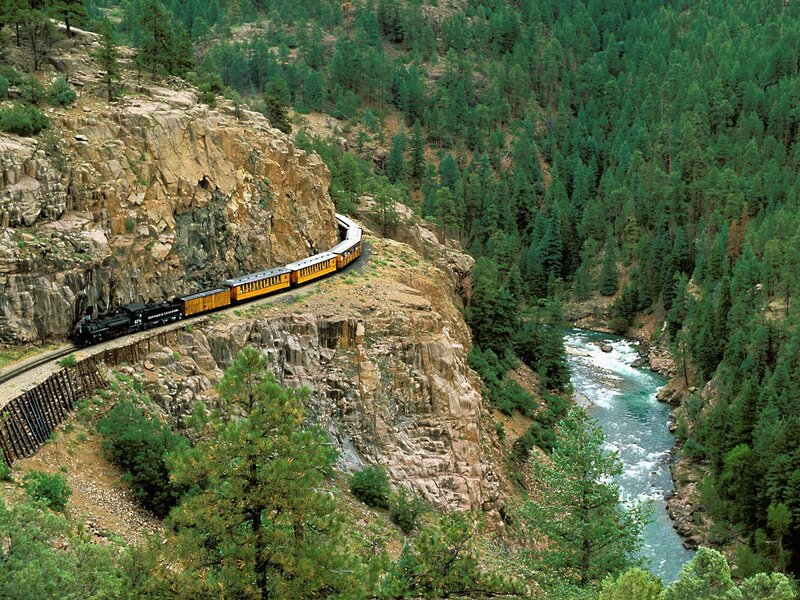 Train in mountain canyon