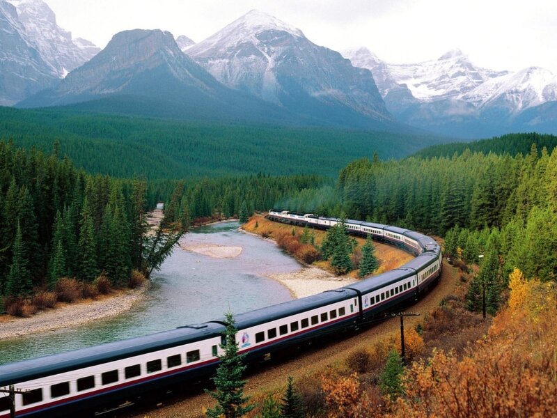 Train in mountain valley