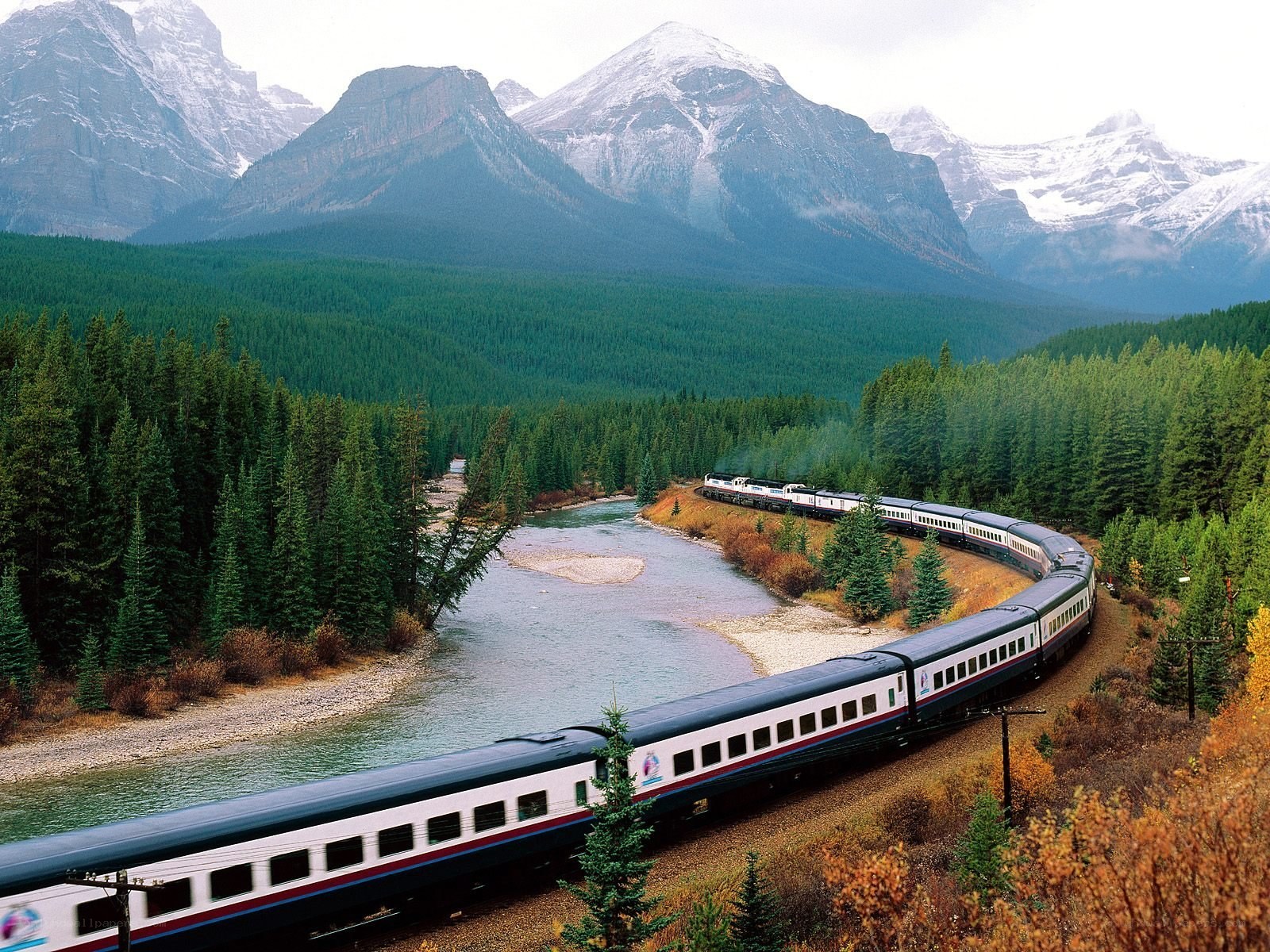 Train in mountain valley