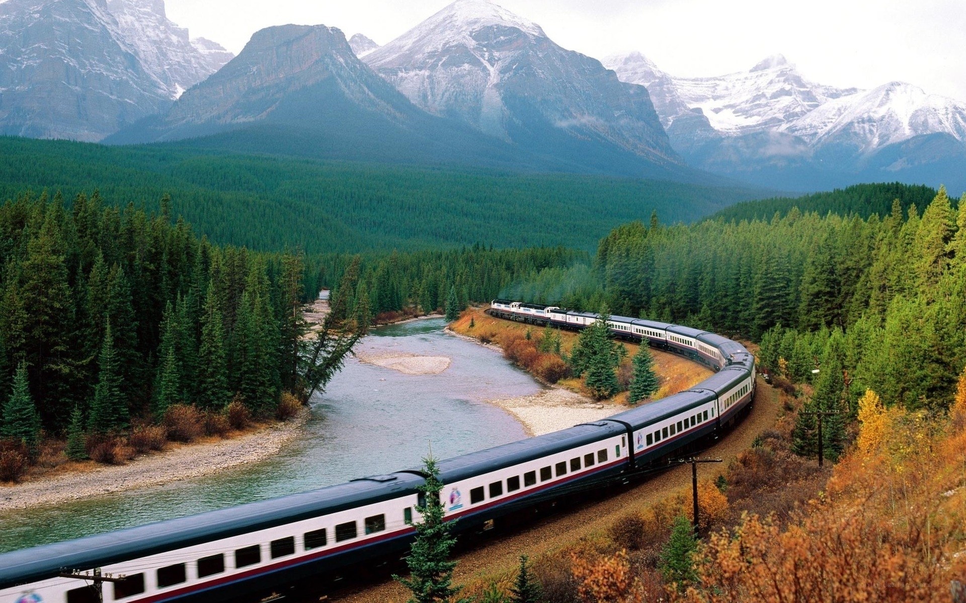 Train in mountain valley