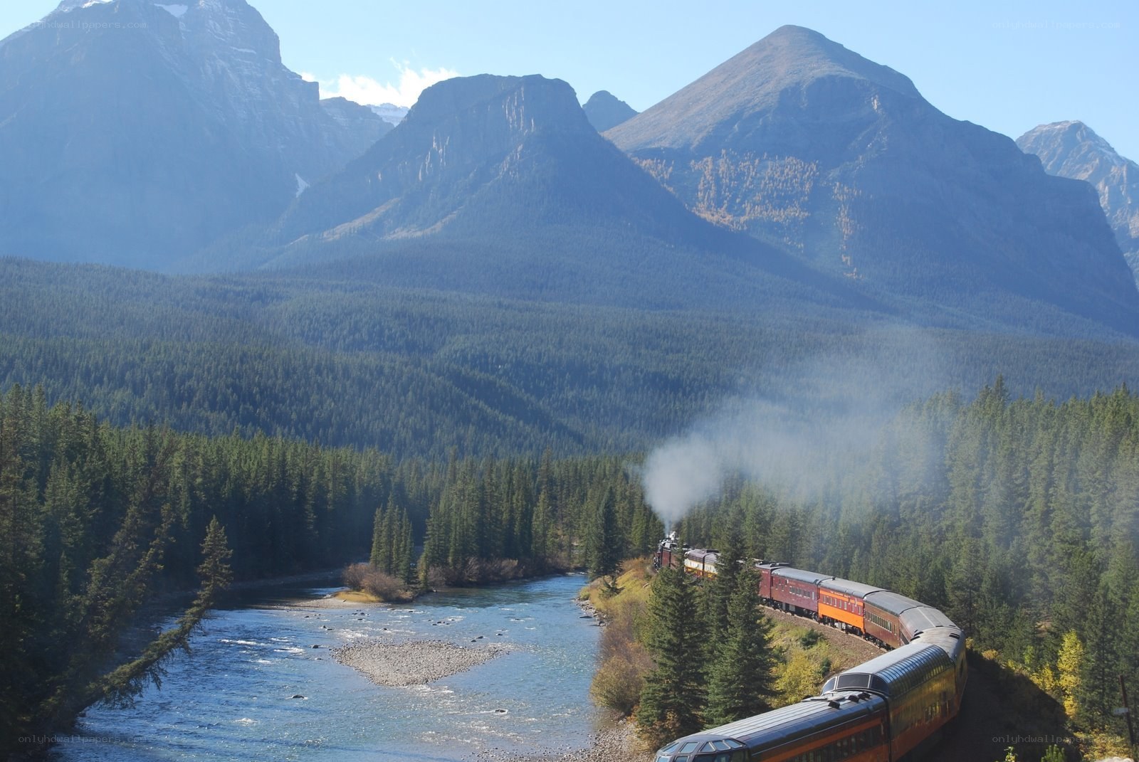 Train in mountain valley
