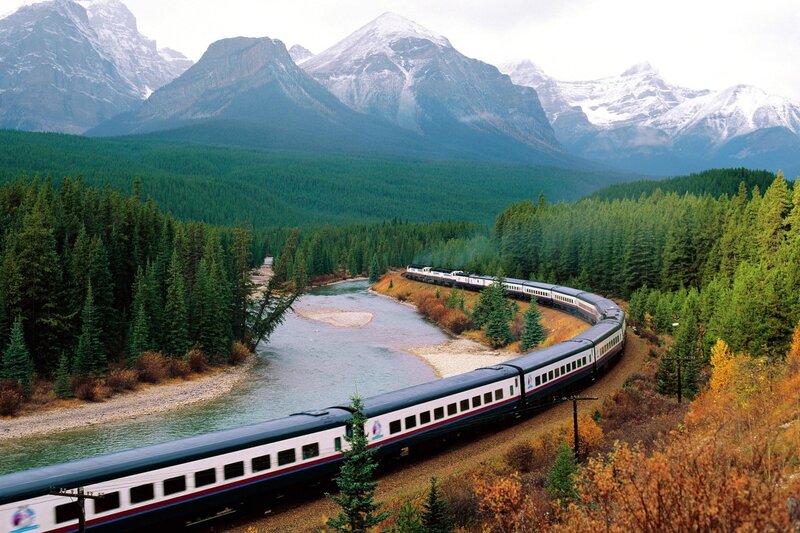 Train in mountain valley
