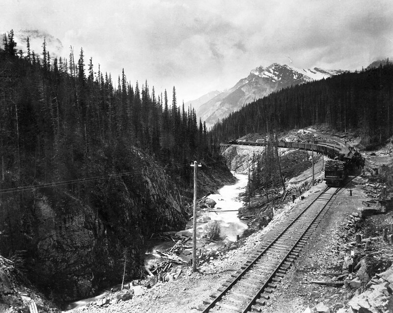 Train in Mountain Valley — Black