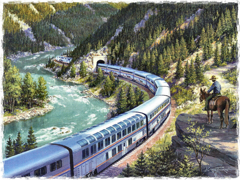 Train in Mountain Valley — Green, Serene