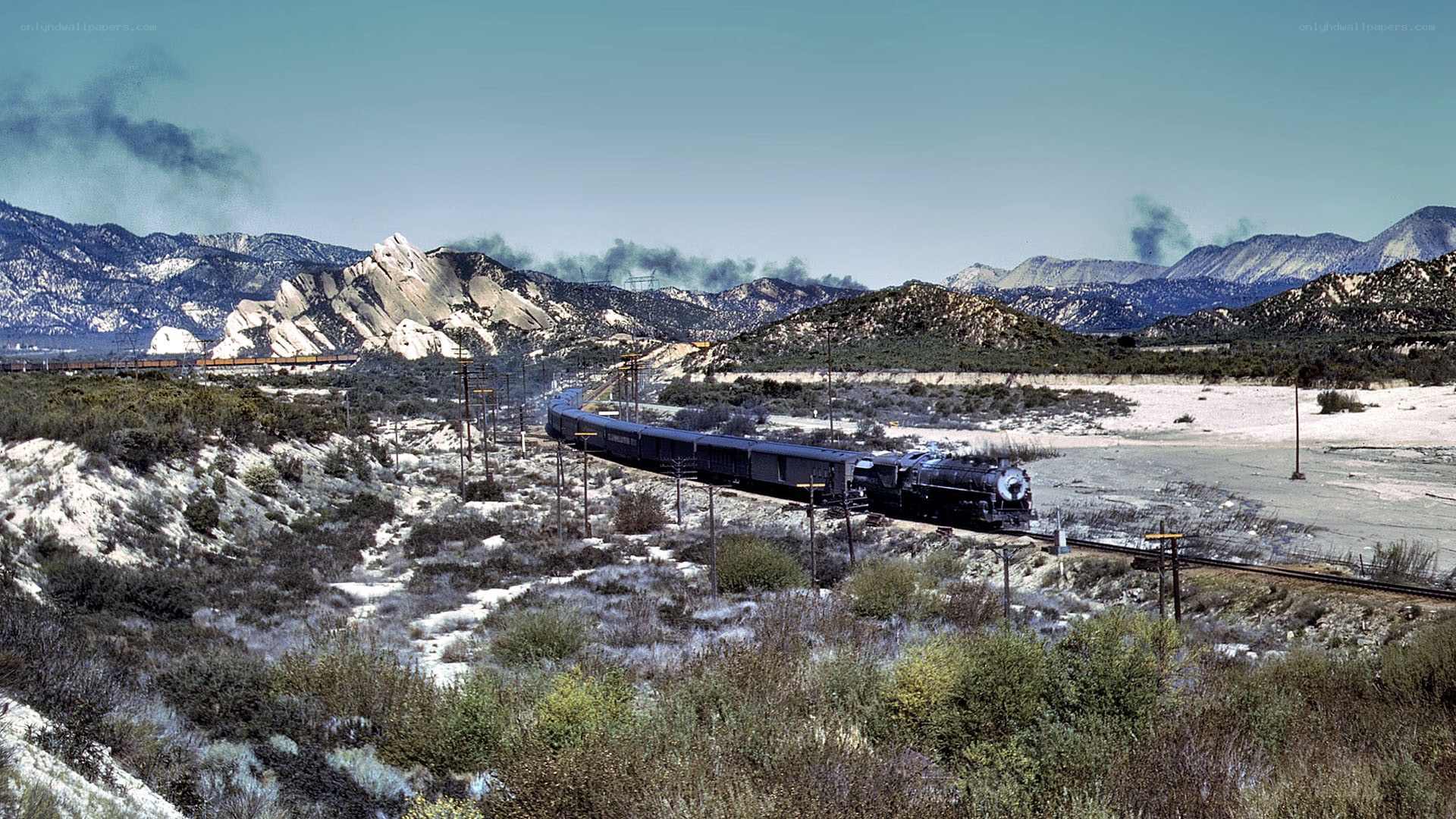 Train in mountainous landscape