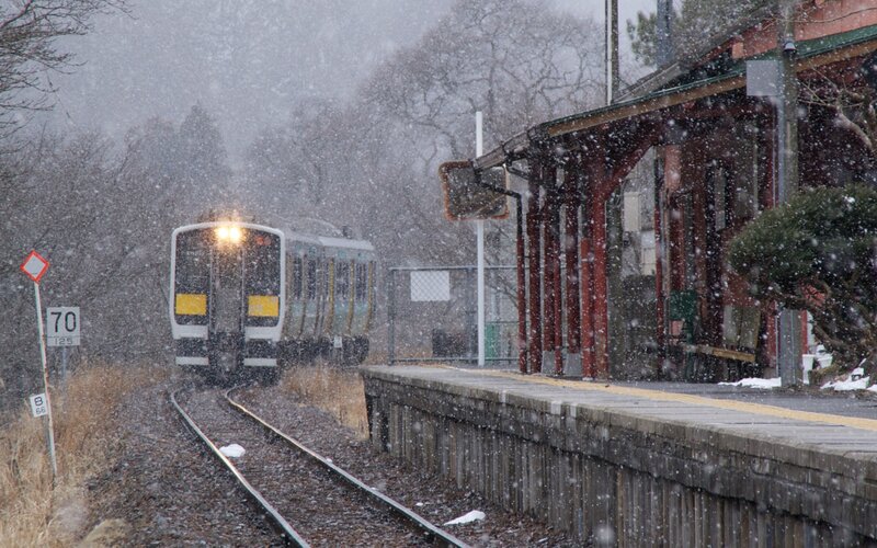 Train in Snowstorm — White, Cold, Winter