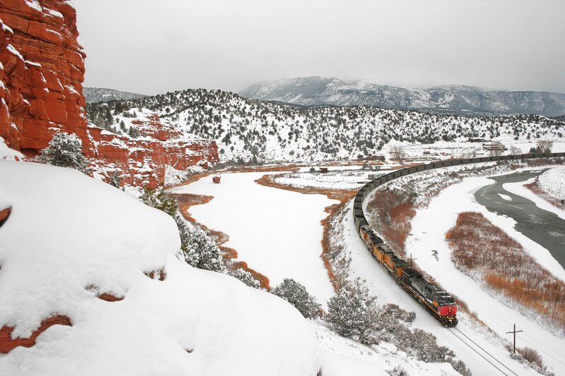 Train in Snowy Canyon