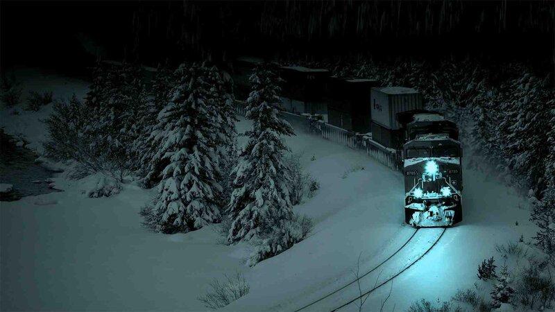 Train in Snowy Forest — White