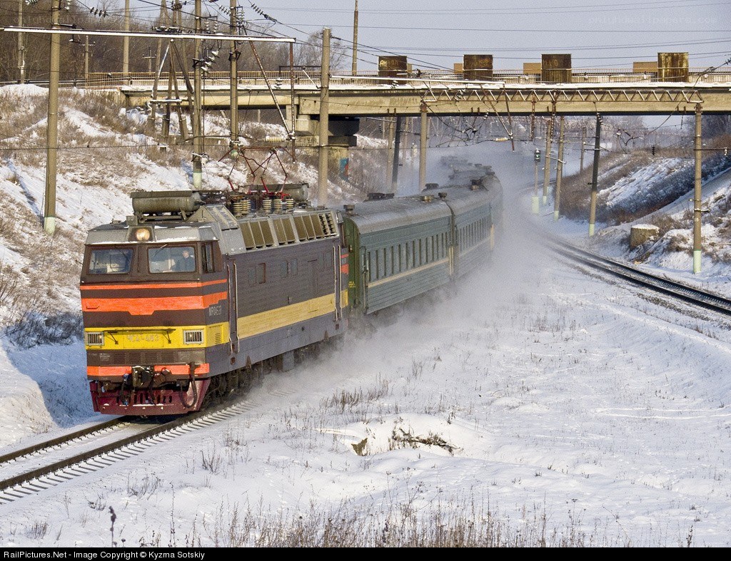 Train in snowy landscape