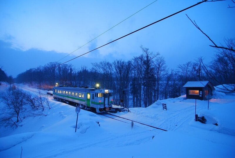 Train in Snowy Landscape — Blue, Serene, Winter