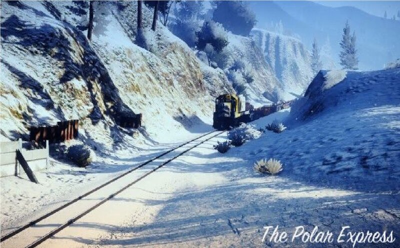 Train in Snowy Landscape — White