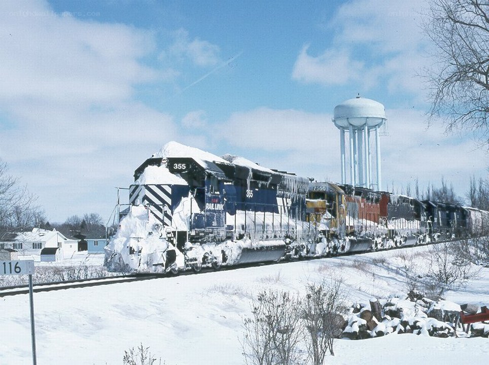 Train in snowy landscape