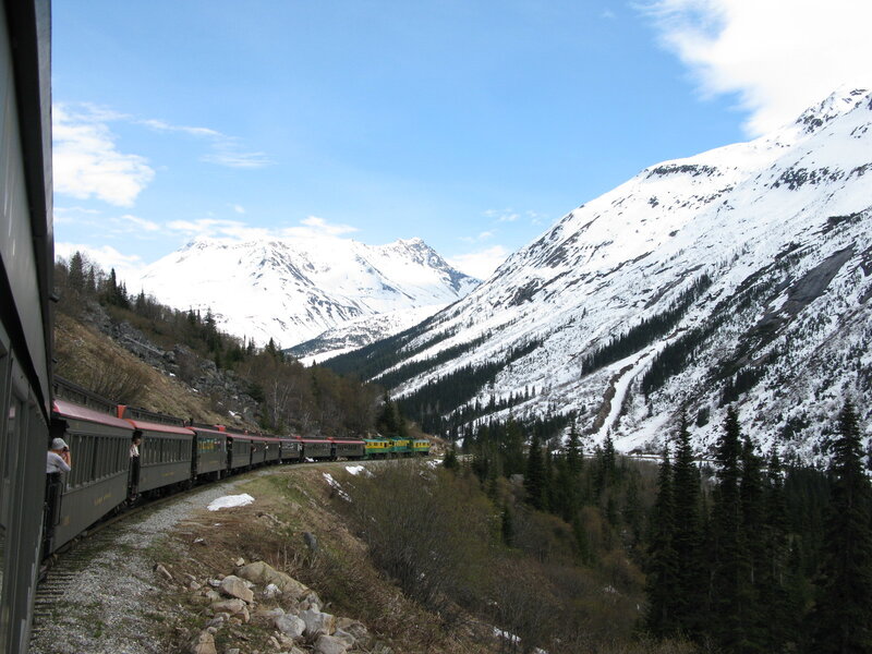 Train in Snowy Mountains — Blue