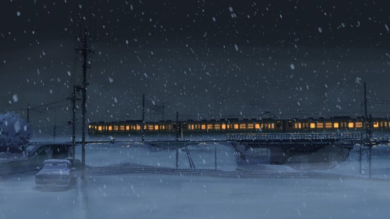 Train in Snowy Night — Blue, Calm, Cold