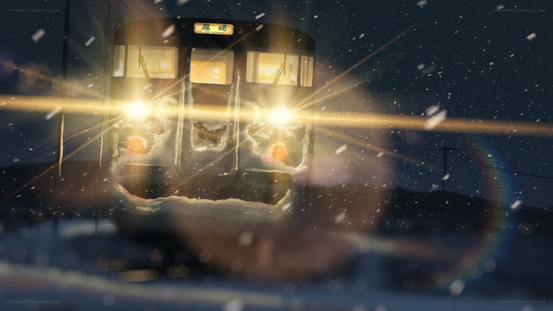 Train in snowy night
