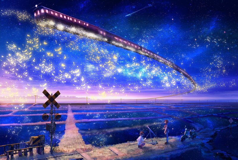 Train in the Sky — Blue, Dreamy