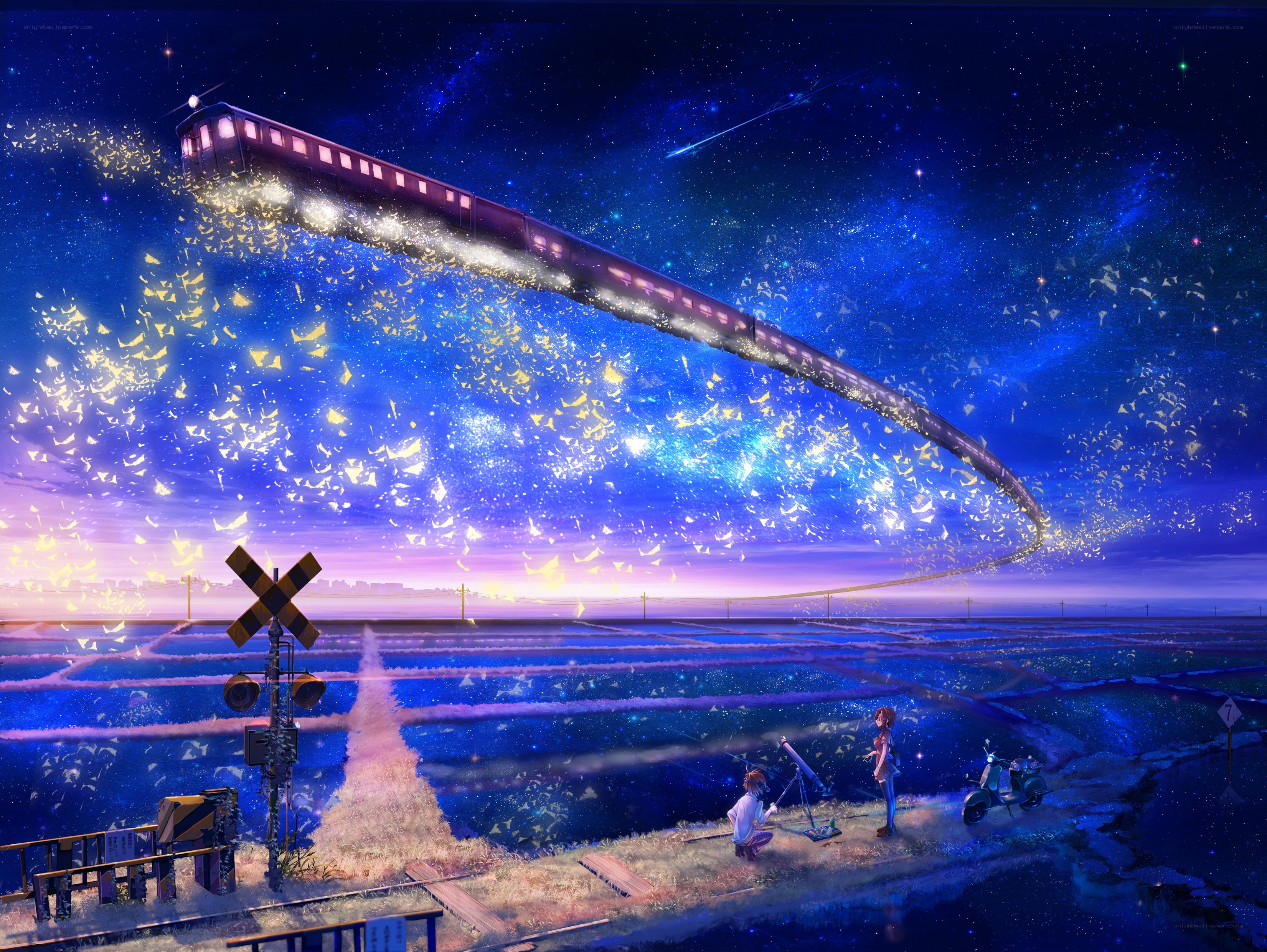 Train in the starry sky