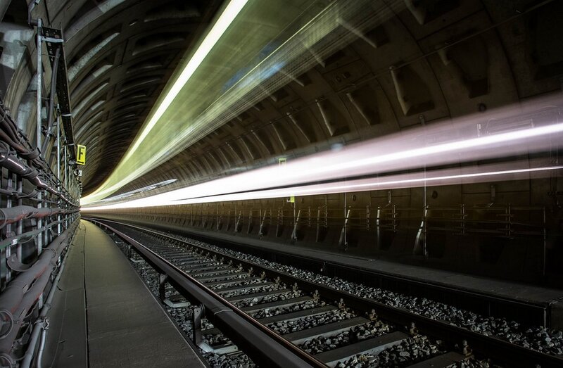 Train in Tunnel — Black
