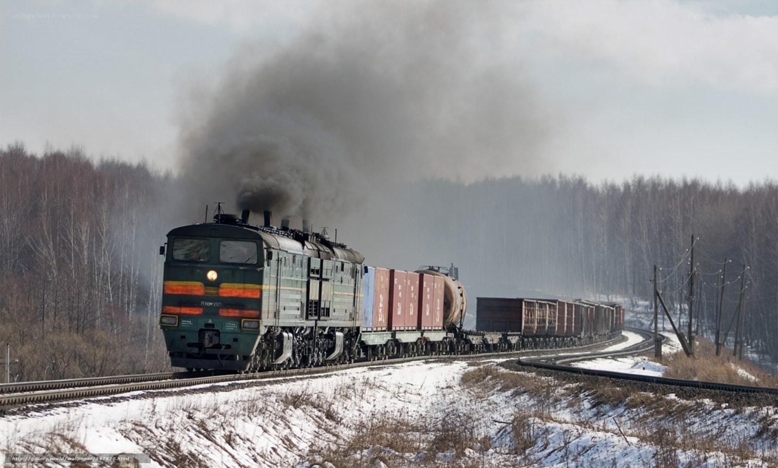 Train in winter landscape