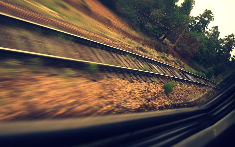 train journey through forest