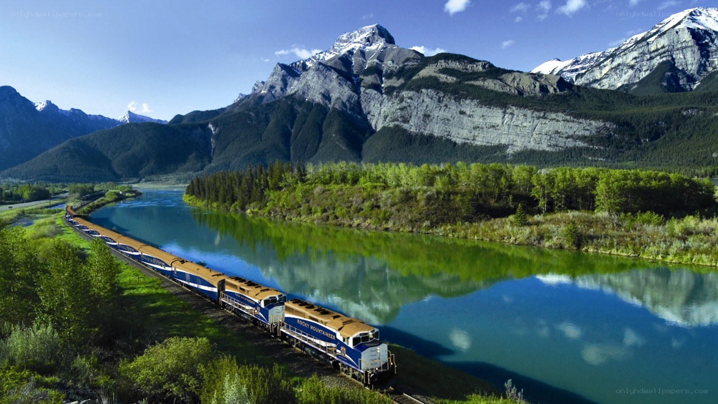 Train journey through mountain valley