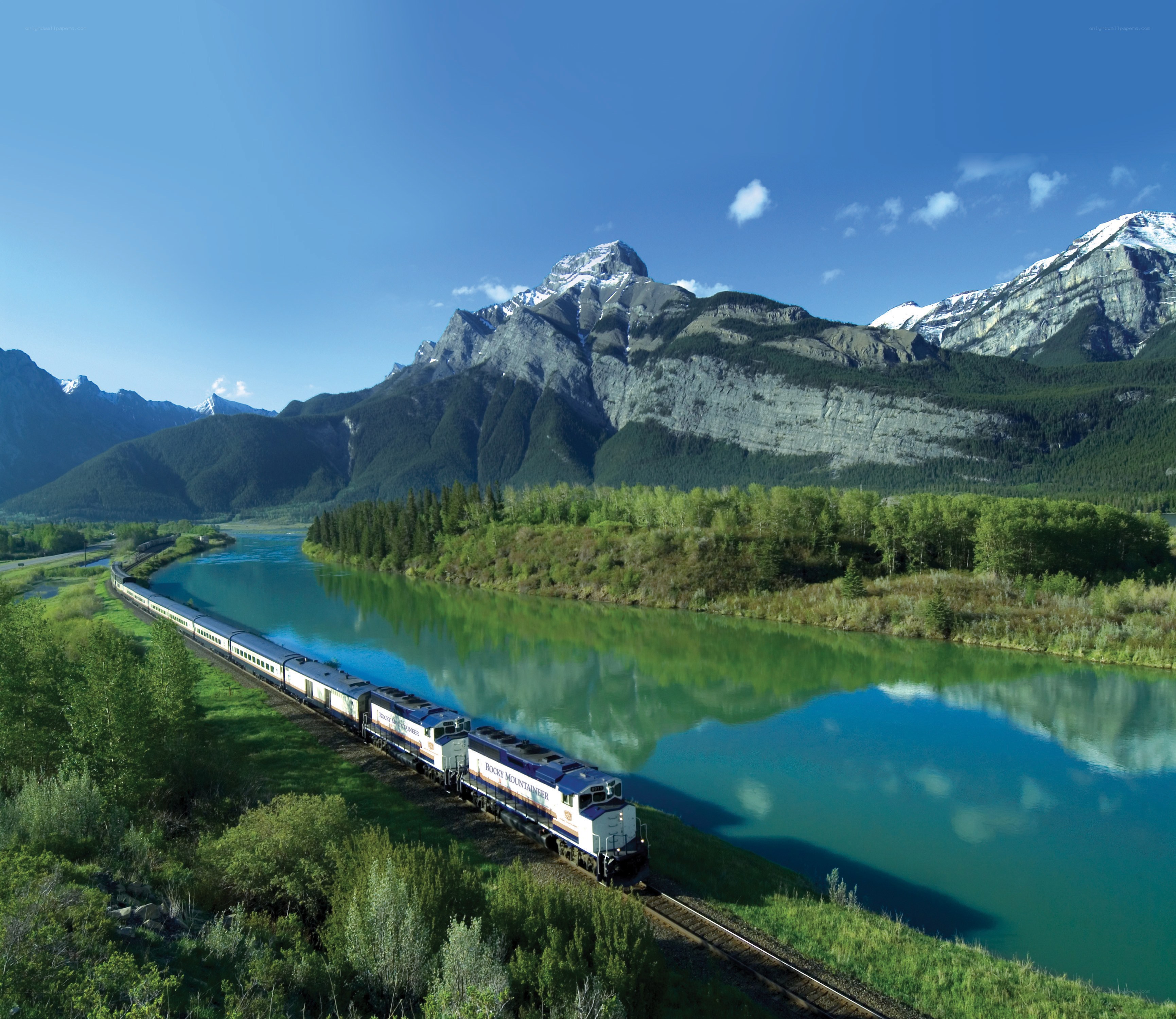 Train journey through mountain valley