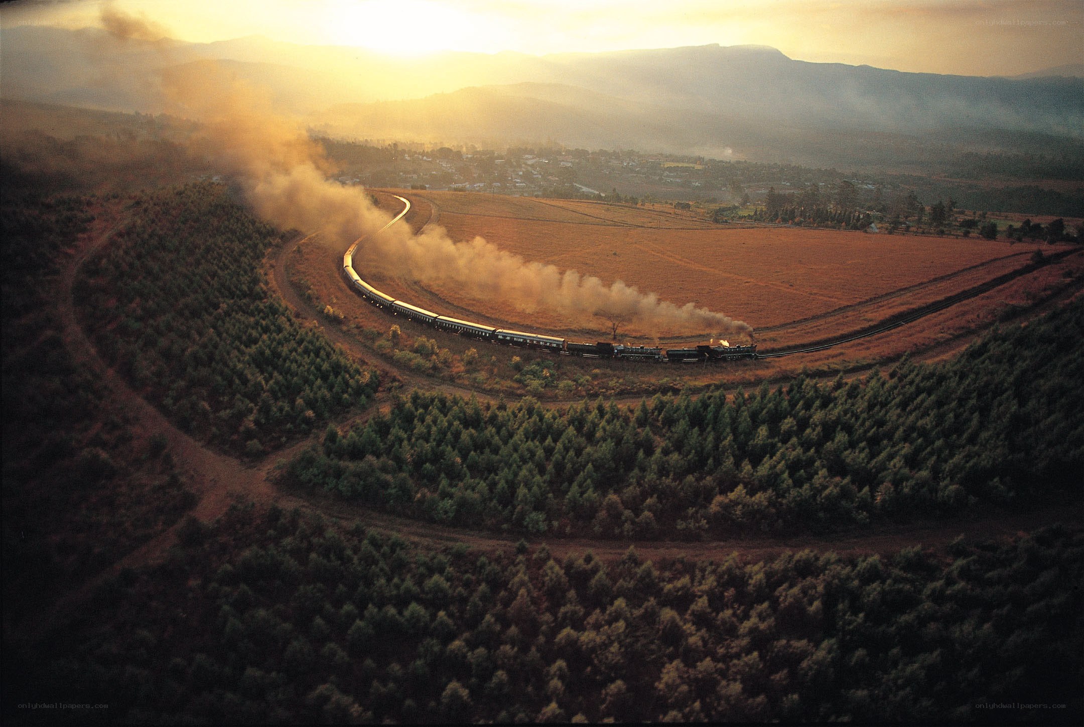 Train journey through scenic valley