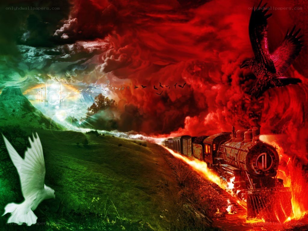 Train of light and fire