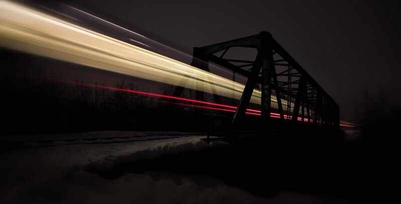 Train on a Bridge — Black, Dark