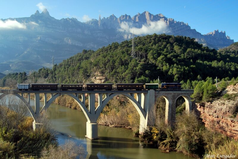 Train on a Bridge — Blue, Serene, Afternoon